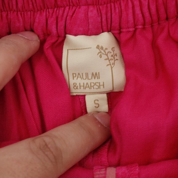 Paulmi & Harsh Pants Women Small Rani Pink Floral Printed Pleated Wide Leg lined - Picture 8 of 13